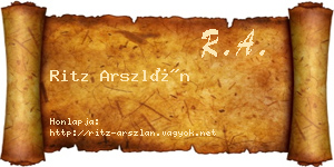 Ritz Arszlán névjegykártya